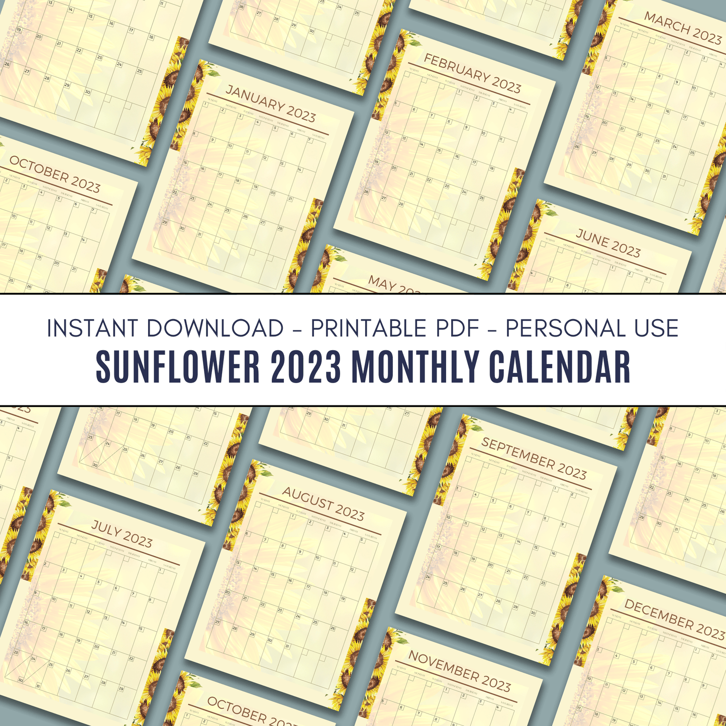 Sunflower 2023 Monthly Calendar