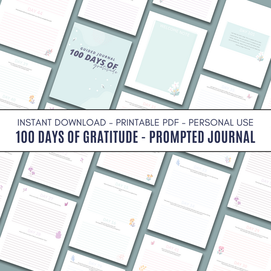 100 Days of Gratitude Prompted Journal