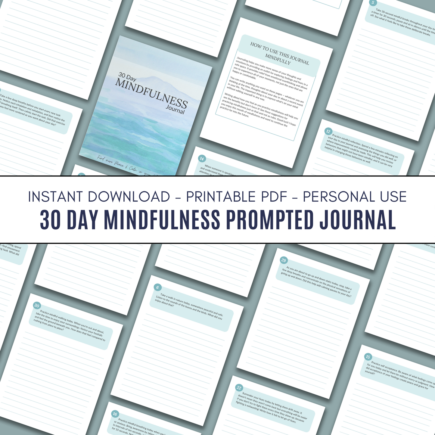 30 Day Mindfulness Prompted Journal
