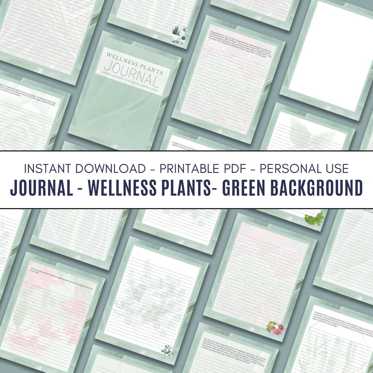 Journal - Wellness Plants - Green Background