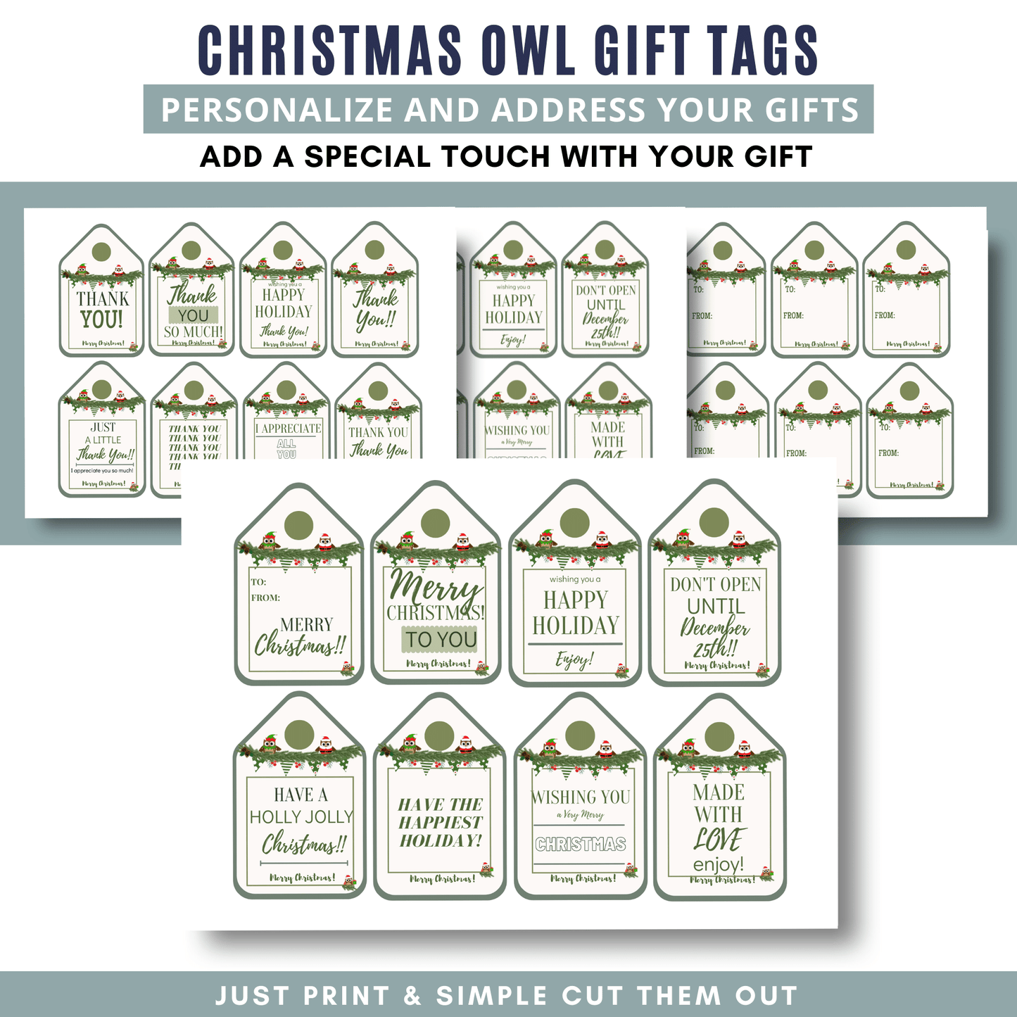 Christmas Owl Gift Tags