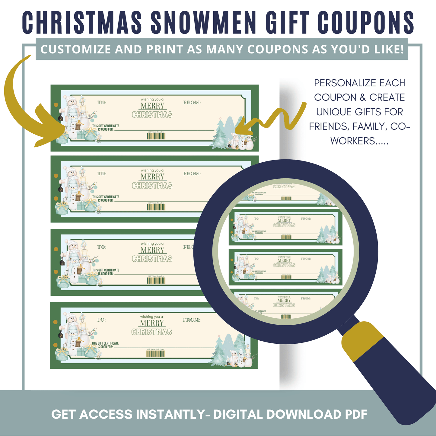 Christmas Snowmen Gift Coupons