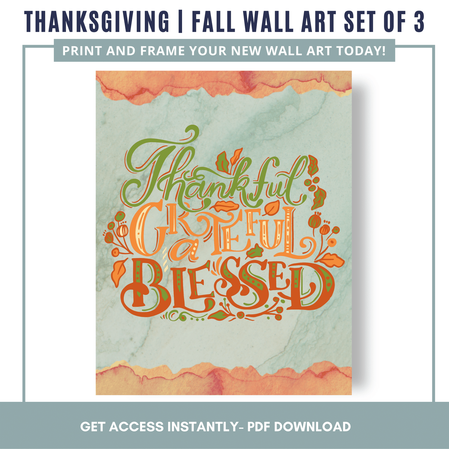 Thanksgiving | Fall Wall Art Set of 3