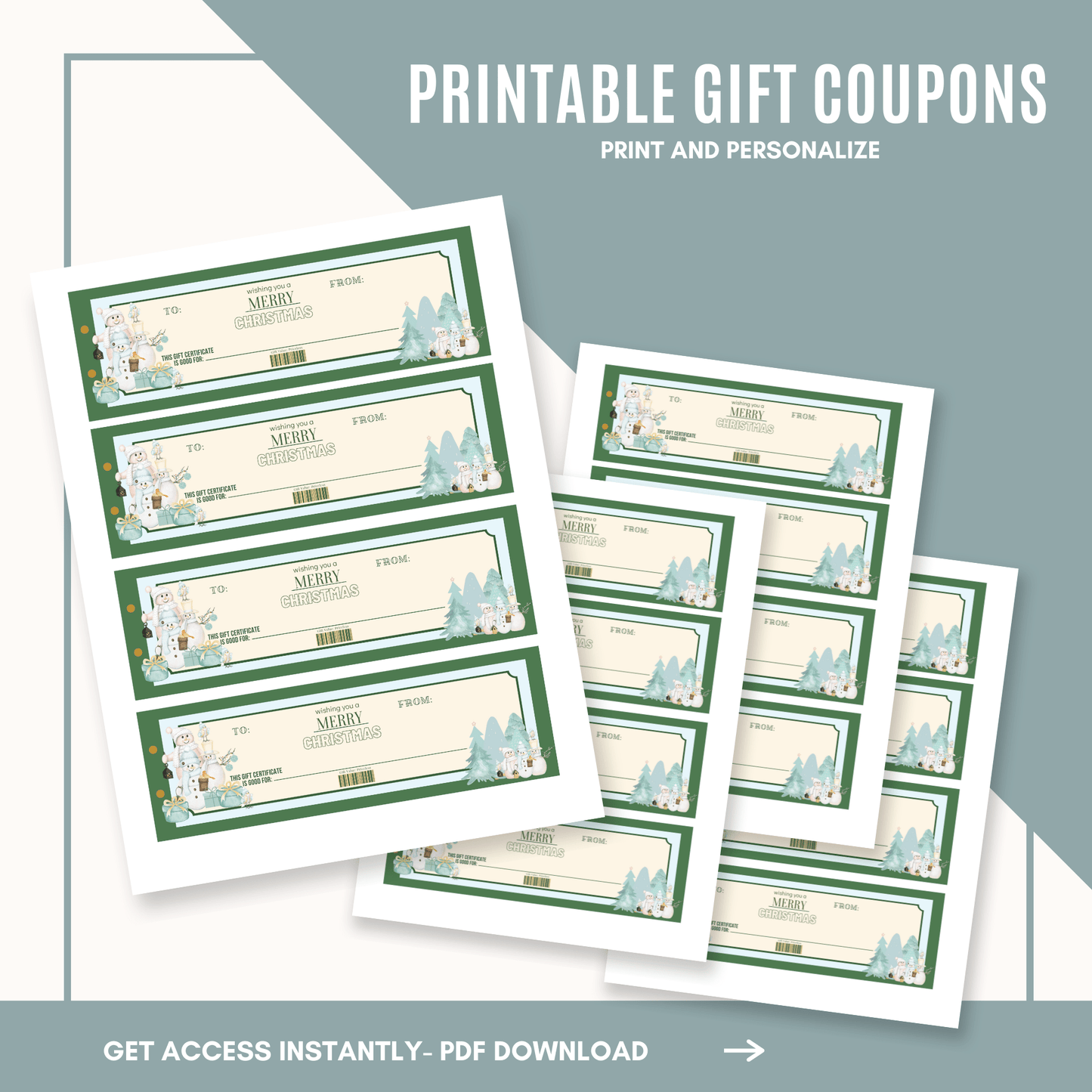Christmas Snowmen Gift Coupons