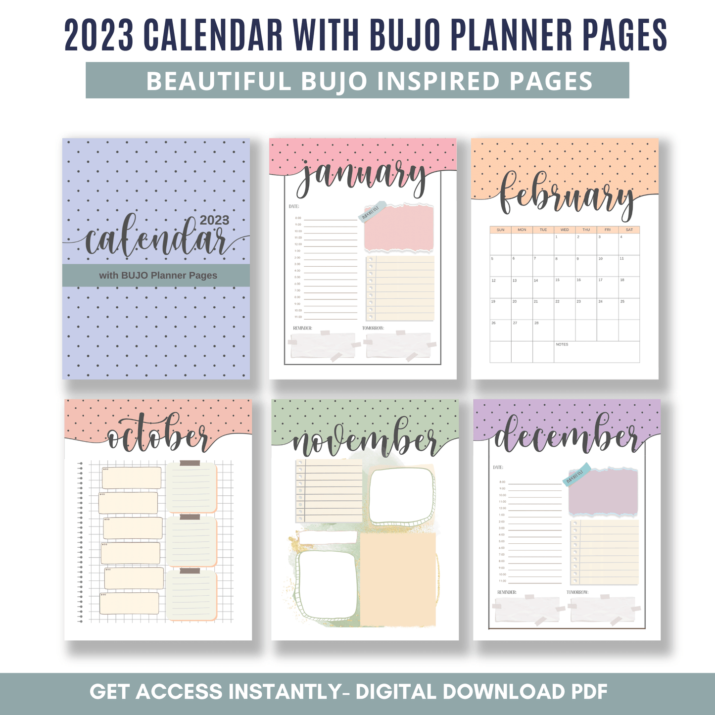 Bujo 2023 Calendar with Planner Pages