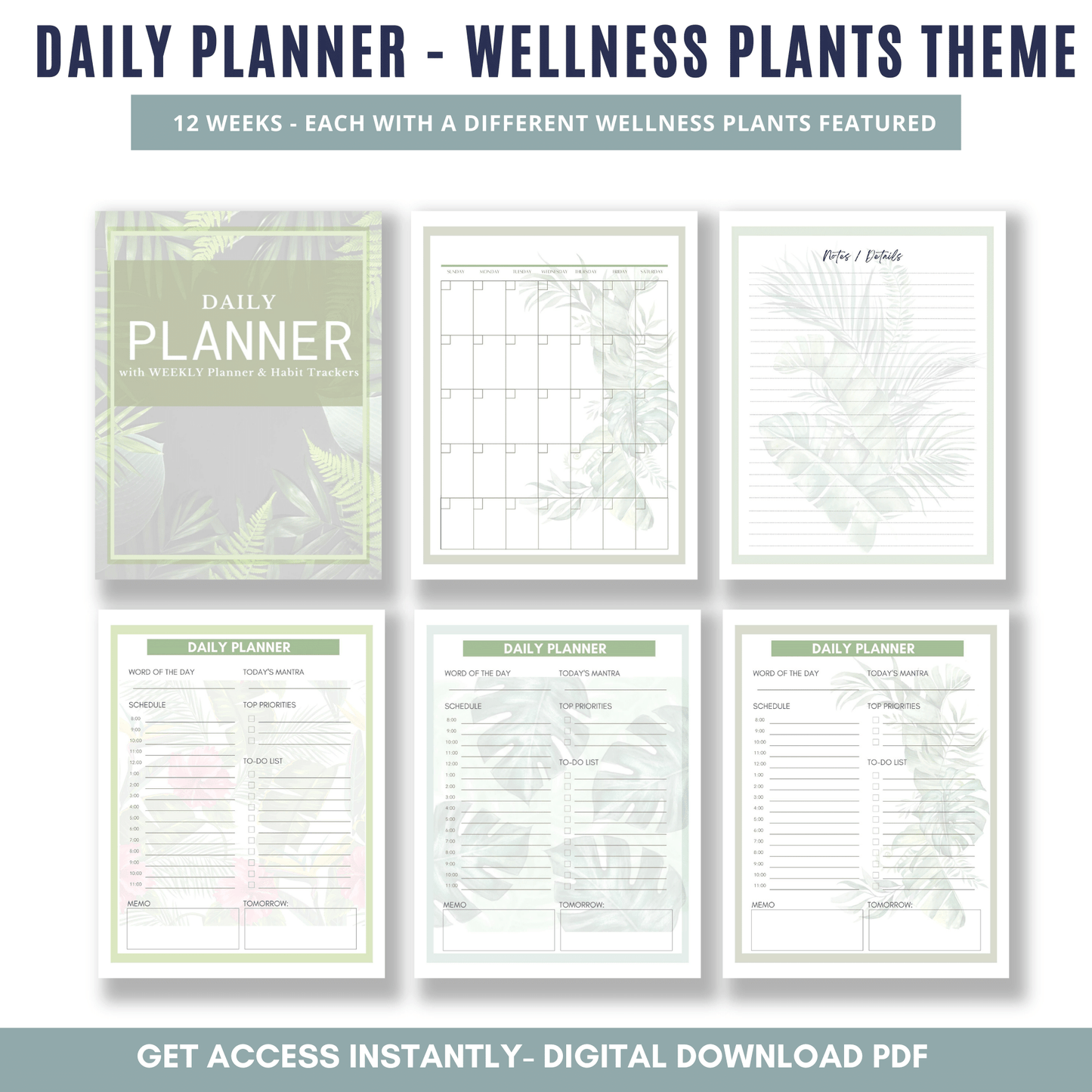 Tropical 12 Week Planner - Muted Color Version