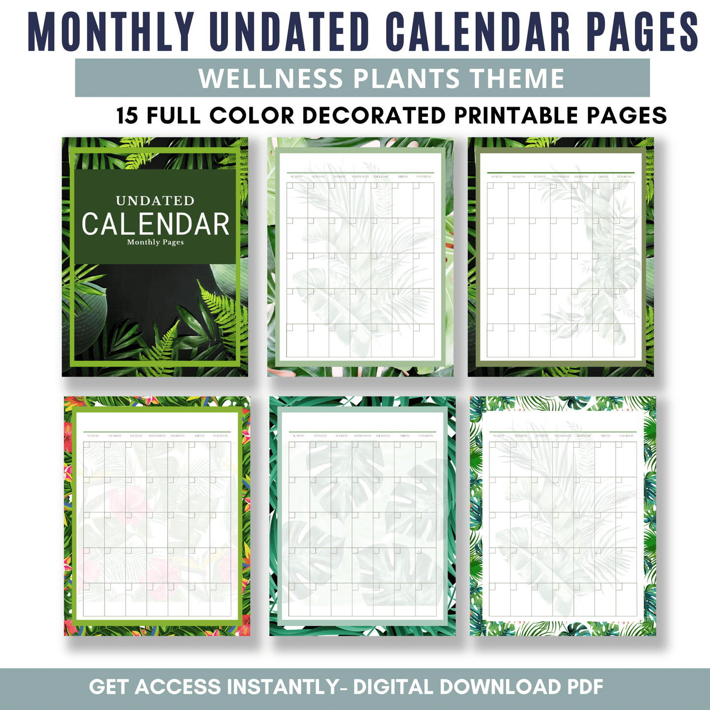Tropical Undated Monthly Calendar