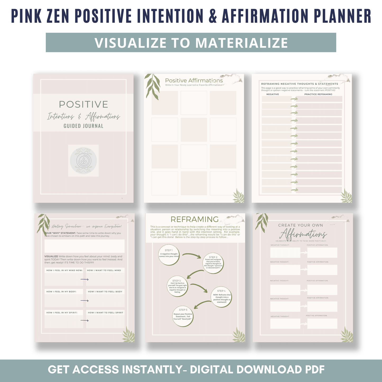 Pink Zen Positive Intention & Affirmation Planner