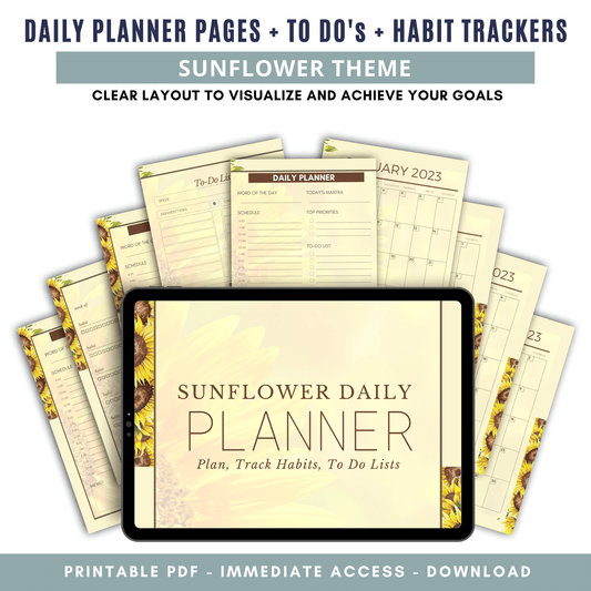 Sunflower Daily Planner, Habit Trackers & To Dos